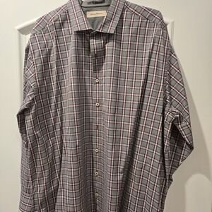 Tommy Bahama Red, Black, and White Plaid Shirt